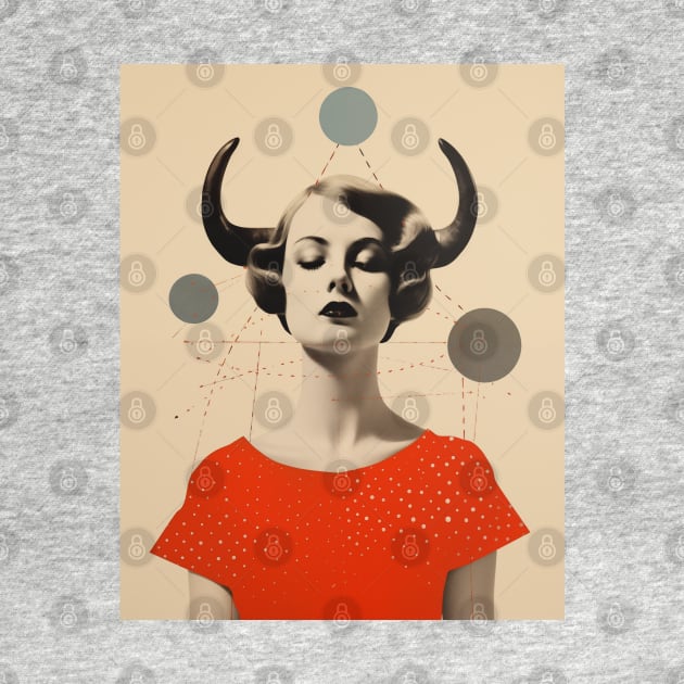 Taurus collage art astrology by Porota Studio